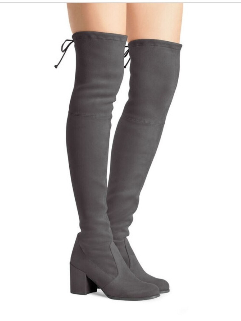 Stuart Weitzman Charcoal Suede Over-the-Knee Boots.